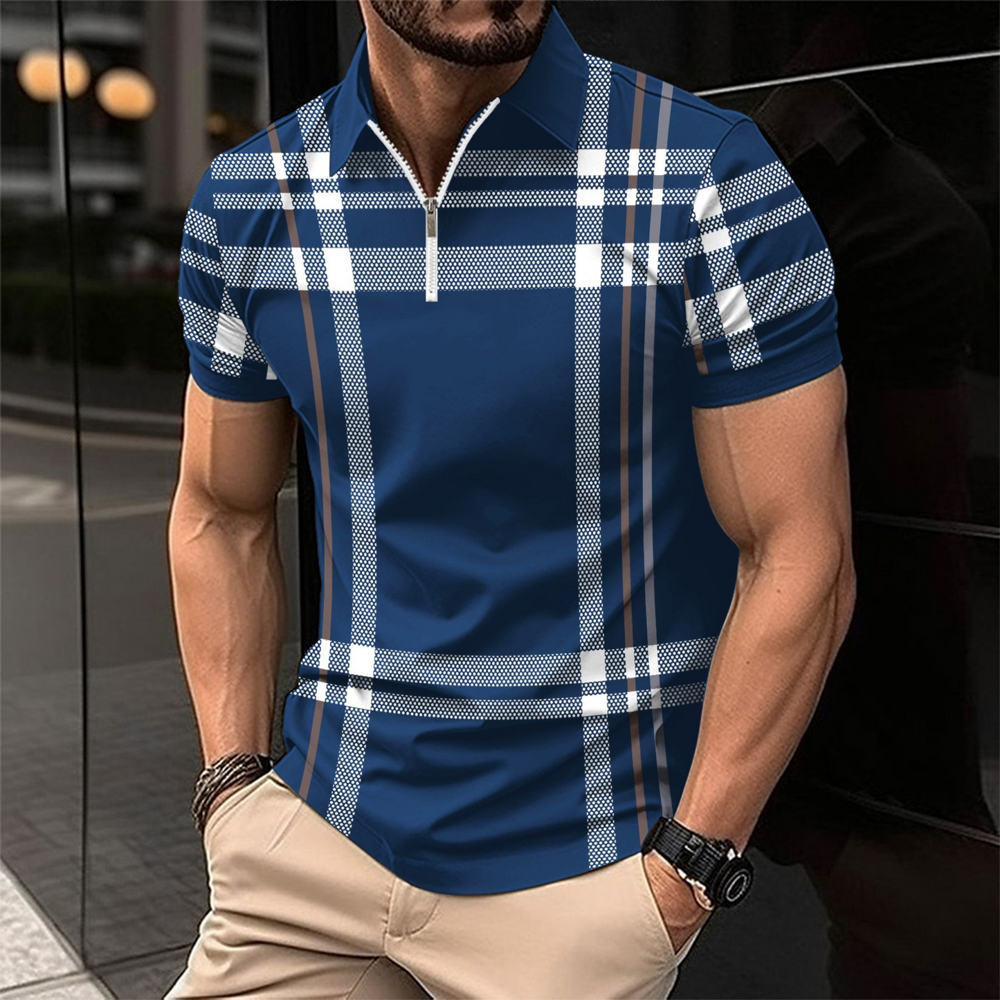 Edles Herren-Polohemd im Karo-Design