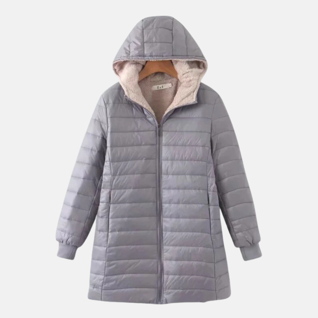 ModeGeist | Steppjacke - Mittellang - Lockere Passform - Fleece-Futter - Kapuze