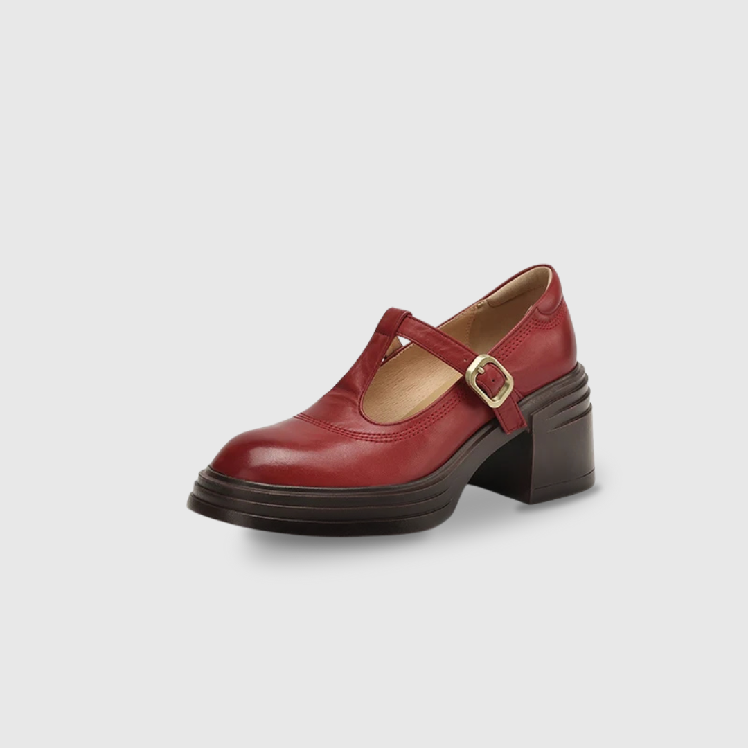 MODEGEIST Damen Mary Jane Pumps Blockabsatz Riemchen T-Spange