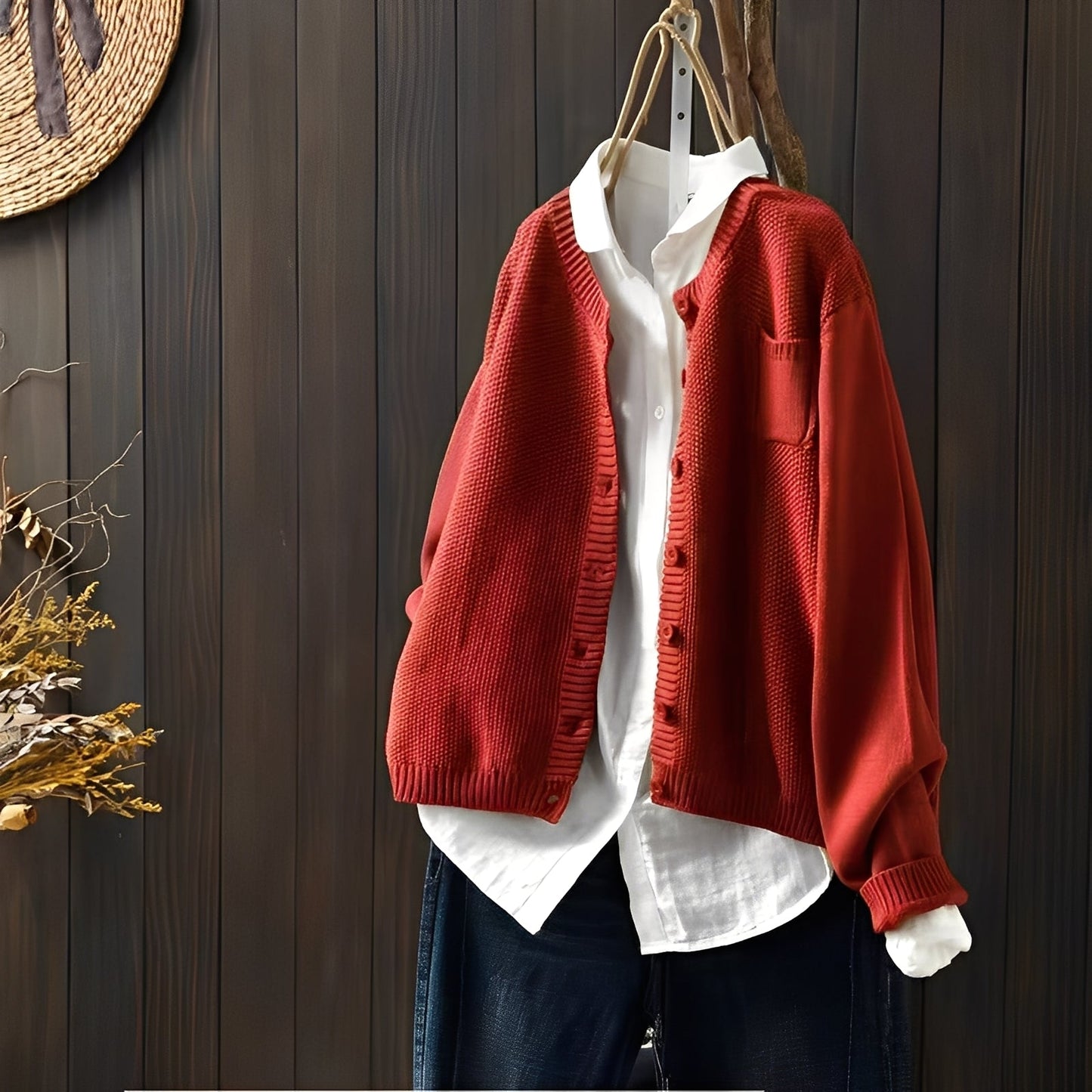 ModeGeist | Klassische, locker sitzende Strickjacke für Frauen