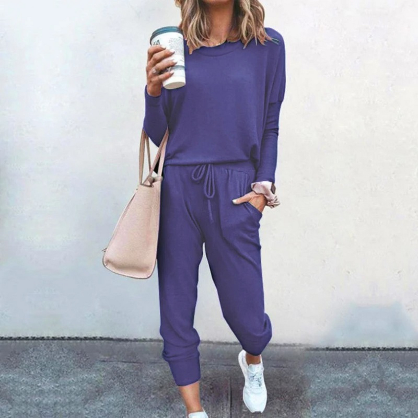 MODEGEIST Damen Jogging-Set Lounge Verstellbare Taille Weicher Stoff