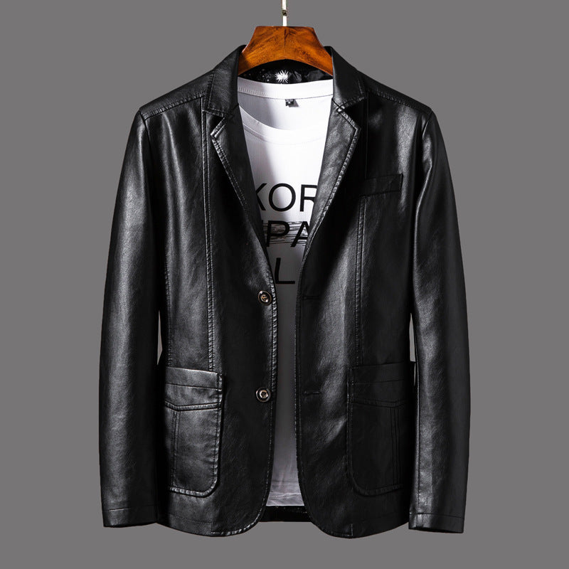 ModeGeist | Moderne Lederjacke mit Reverskragen für Herren