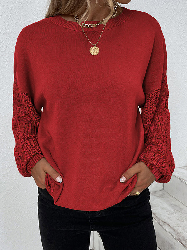 Damen-Strickpullover mit langen Ärmeln lockerer Schnitt