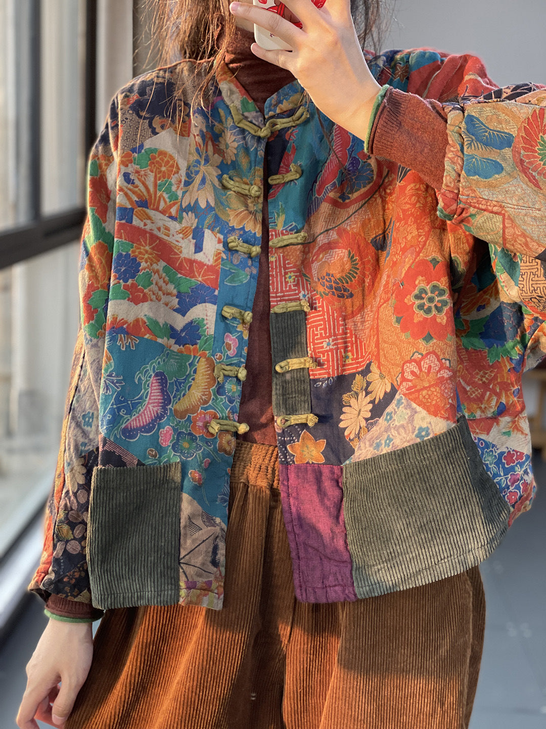 ModeGeist | Klassischer ethnischer Mantel mit Taschen für Frauen - ModeGeist