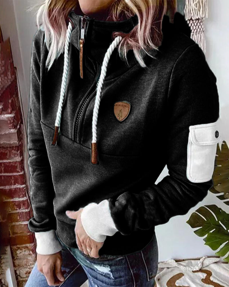 Frauen Kapuzenpullover von Fudus, lässiger Halfzip
