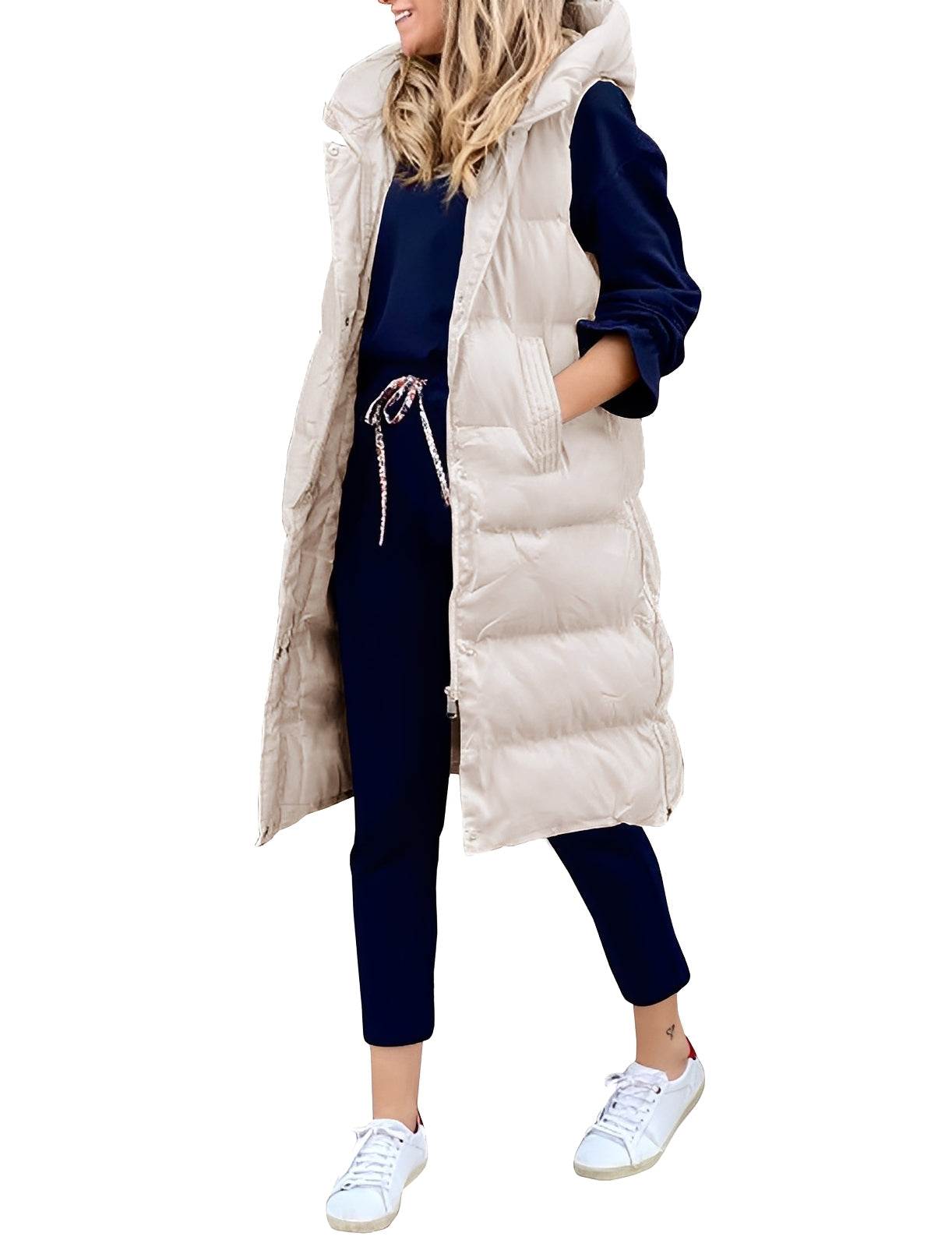 ModeGeist | Stylischer, Ärmelloser, Langer Weste-Mantel für Damen