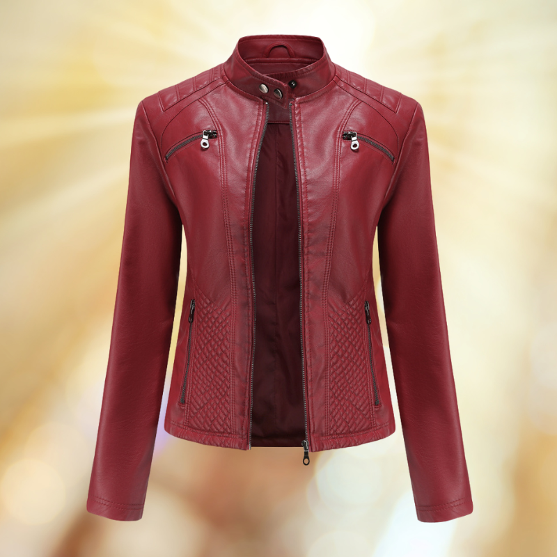 ModeGeist | Bequeme Leder Übergangsjacke für Frauen