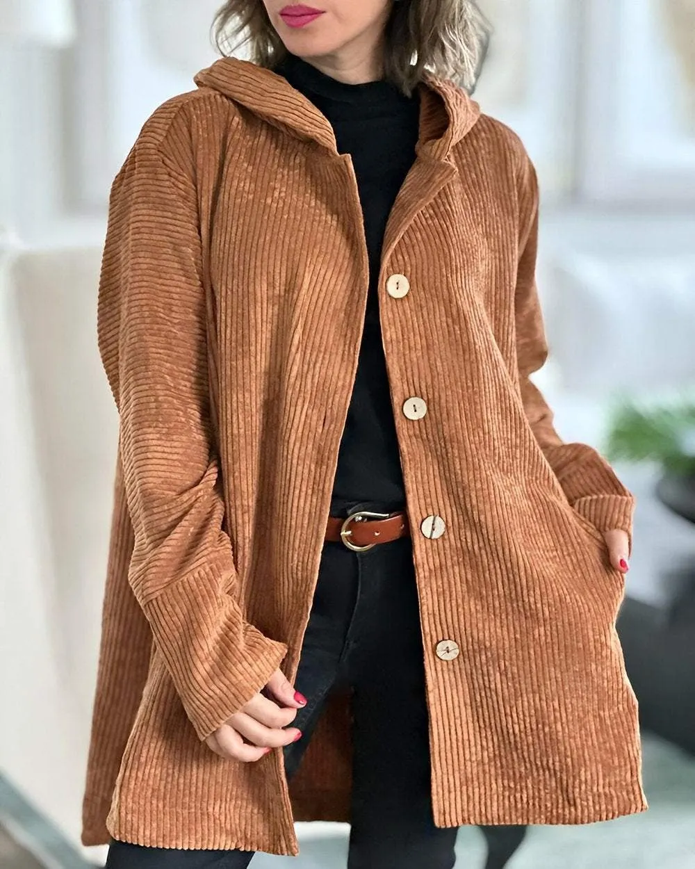 ModeGeist | Oversize Kapuzenpullover mit Knöpfen für Damen Ideal für den Alltag