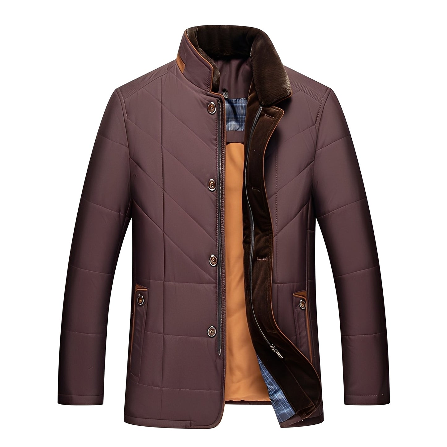 ModeGeist | Elegante, gepolsterte Jacke mit Knöpfen für Männer