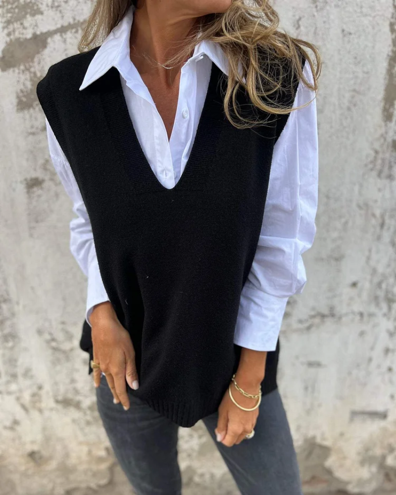 MODEGEIST Damen Strick-Cardigan V-Ausschnitt Weicher Stoff Relaxed Fit