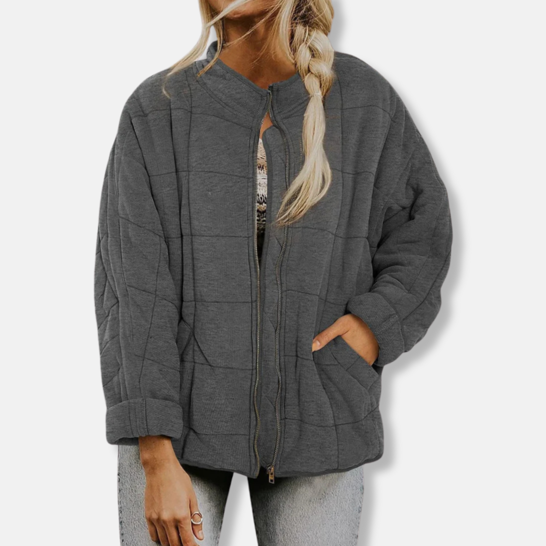 ModeGeist | Steppjacke - Oversized Fit - Stehkragen - Lange Ärmel - Reißverschlussverschluss
