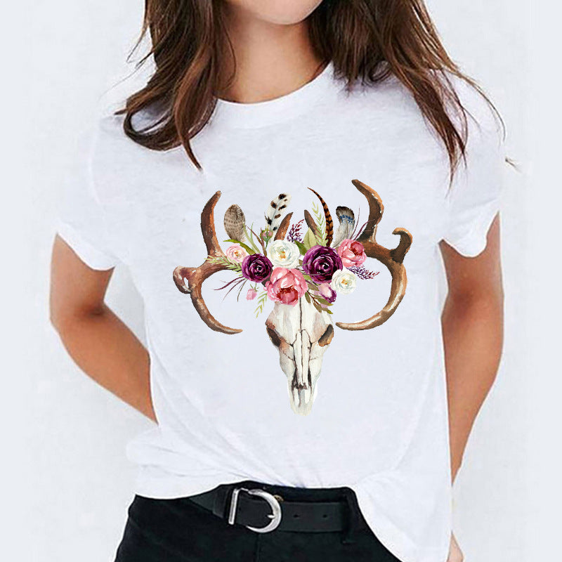 Süßes Cartoon-Shirt mit kurzen Ärmeln von Fudus