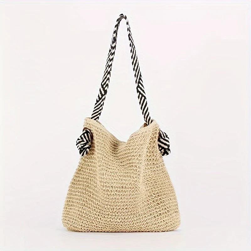 SHALEEN - Geflochtene Handtasche mit Stoffgriffen