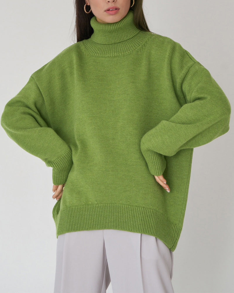 ModeGeist | Eleganter Oversized Damen Rollkragenpullover Aus Baumwolle