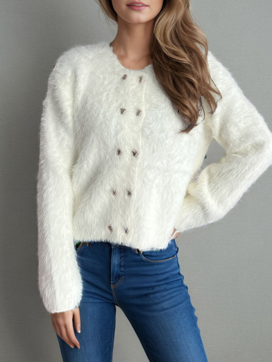 ModeGeist | Pelzstrick-cardigan Weicher Faux Fur Elegantes Design