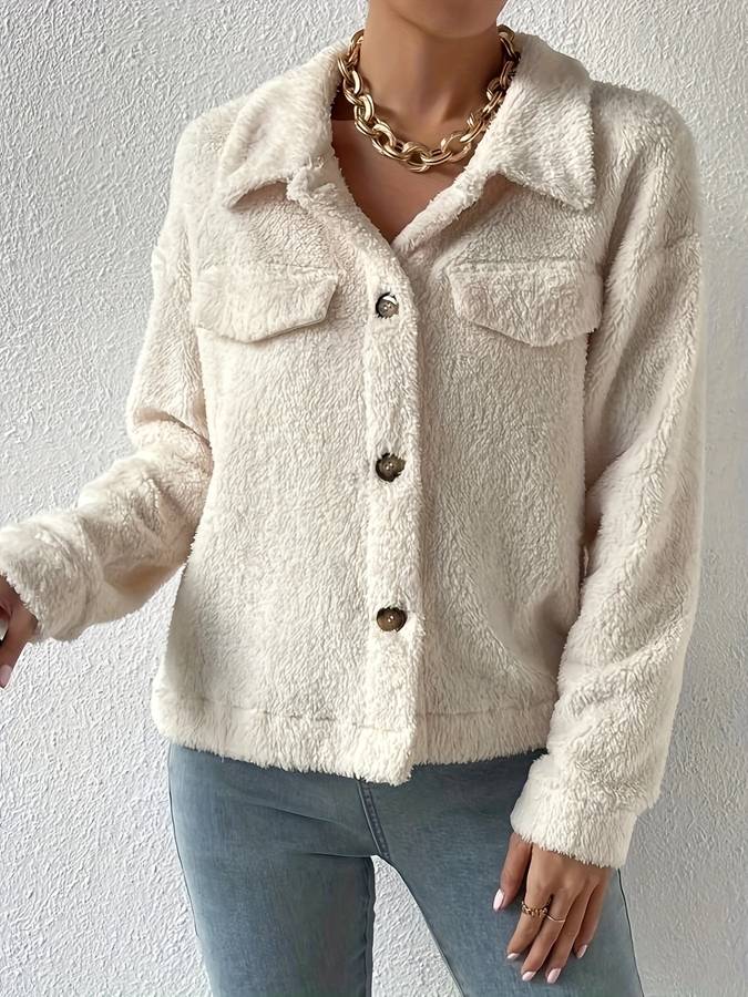ModeGeist | Jacke - Weicher Kunstpelz - Lässiger Schnitt - Lange Ärmel und Warm