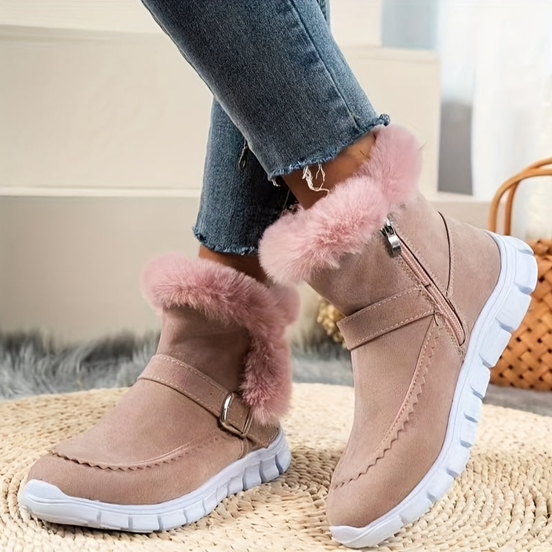 ModeGeist | Schneestiefel mit Schnalle und Seitenreißverschluss