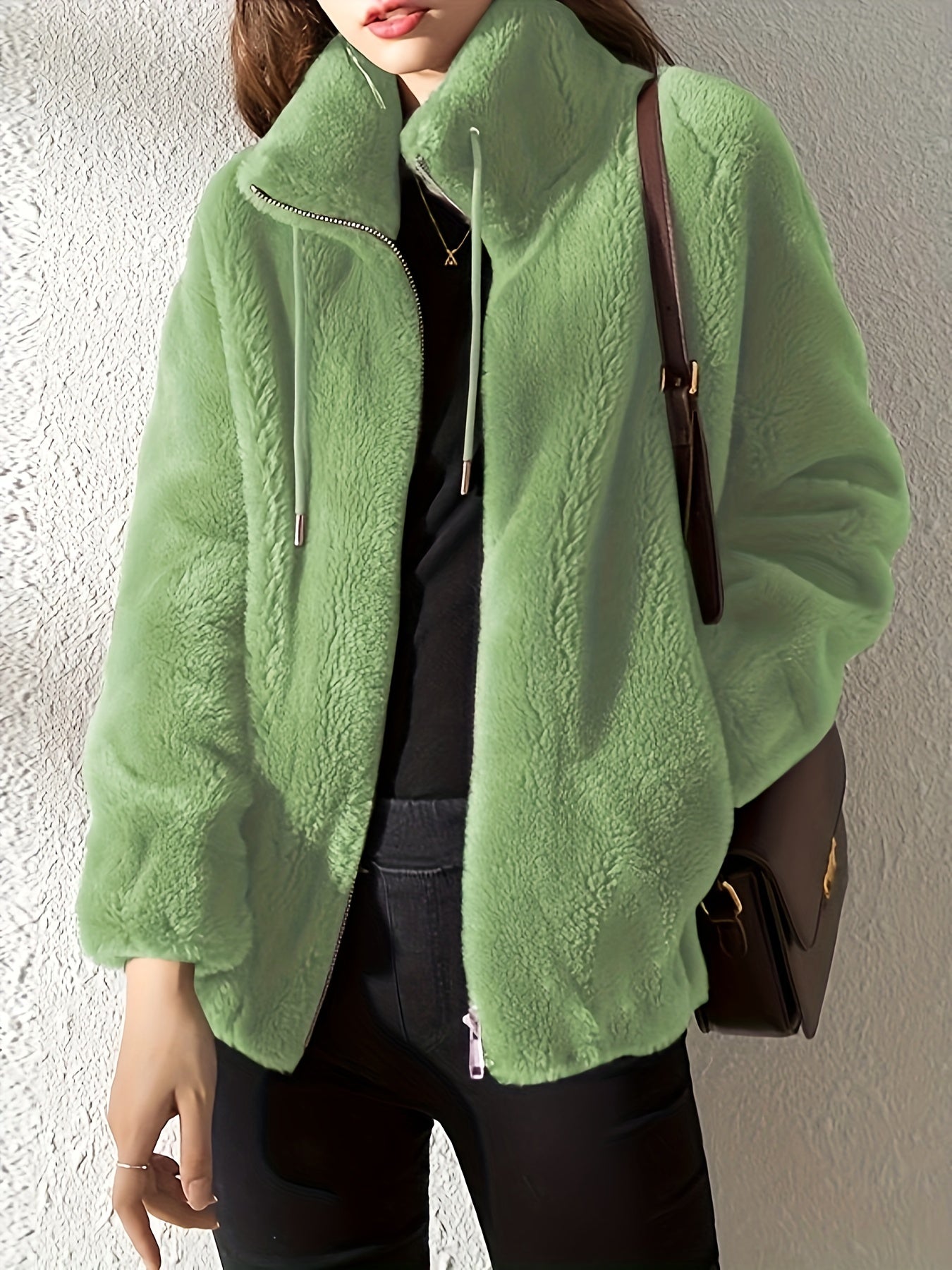 ModeGeist | Zip up Langarm Teddy Mantel