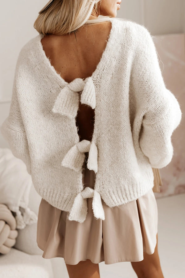 ModeGeist | Strickpullover mit offenem Rücken und Schleife
