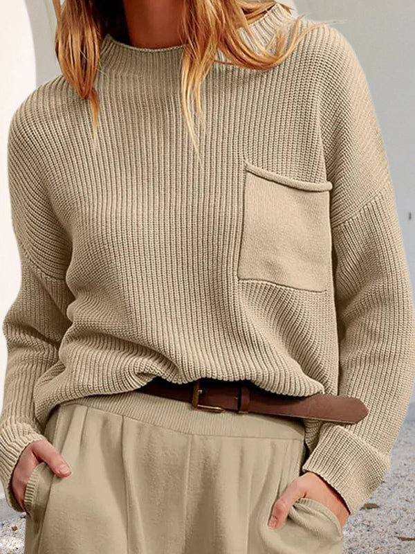 ModeGeist | Gemütlicher, lässiger Strickpullover mit Taschen