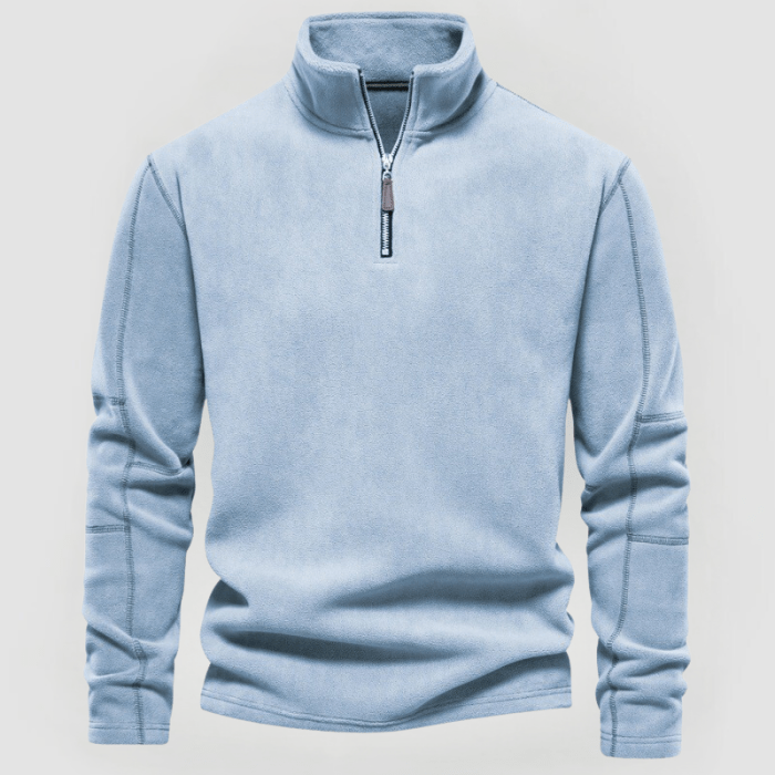 NORBERT: Fleece-Pullover mit 1/4-Reißverschluss