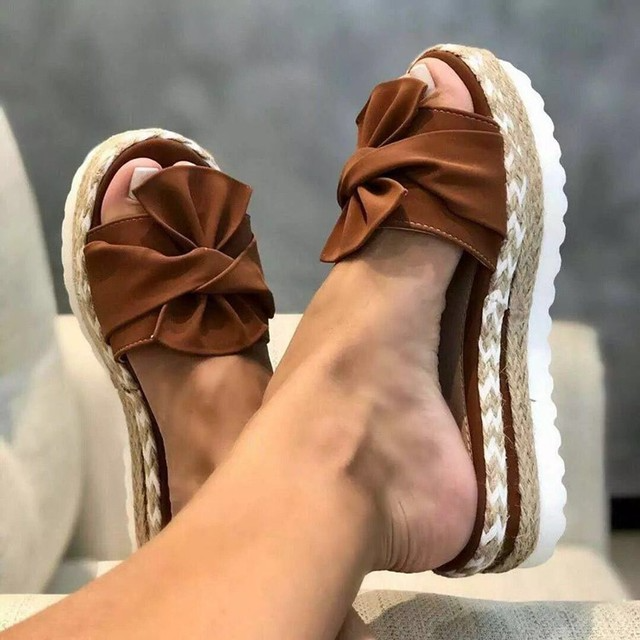 MODEGEIST Damen Keilsandalen Geflochten Verstellbar Gepolstert