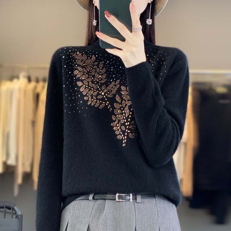 ModeGeist | Strickpullover Mit Zartem Blättermuster