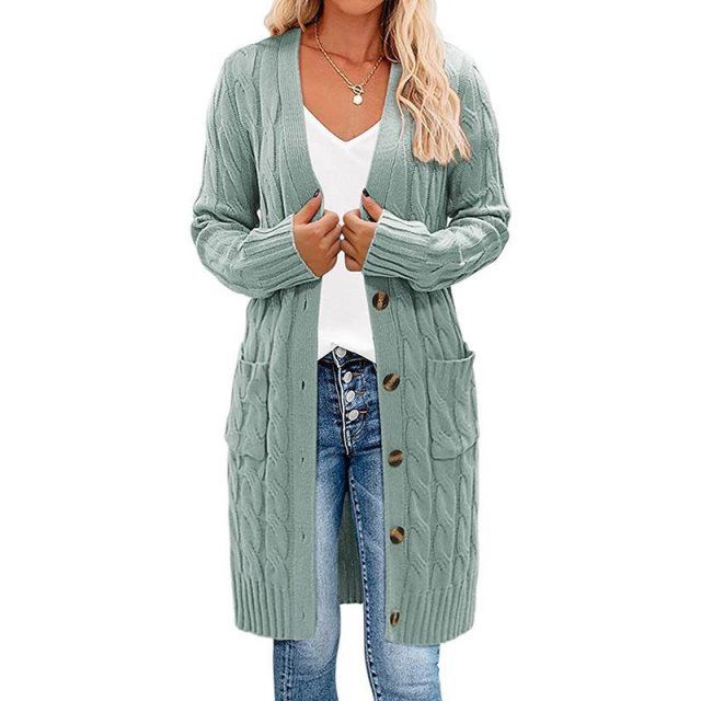 ModeGeist | Langes Wickel-Cardigan, gedreht, gestrickt und stilvoll