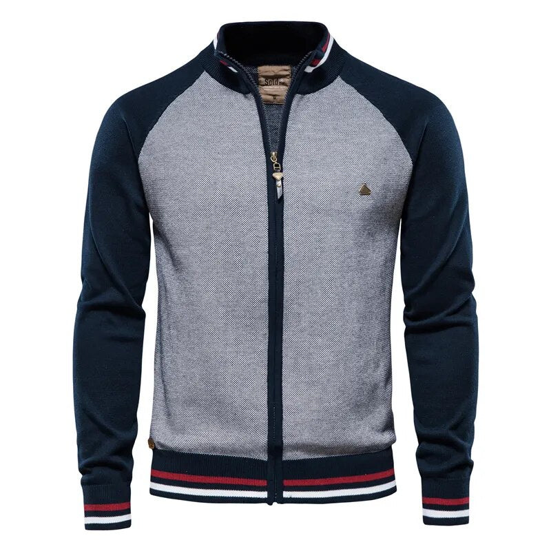 Herrenjacke mit Reißverschluss und Rundhals
