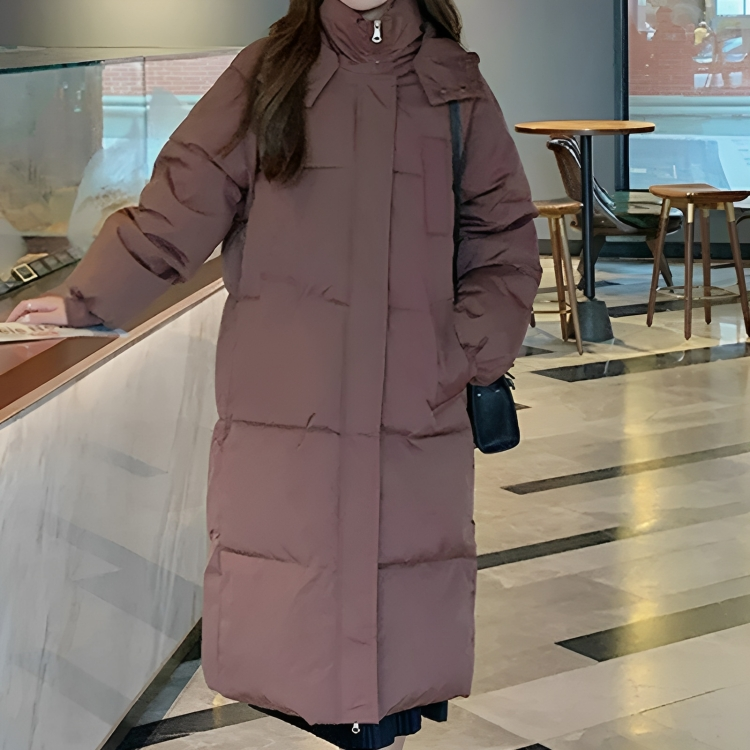 ModeGeist | Lange Daunenjacke mit Kapuze für Frauen Ideal für Herbst Winter