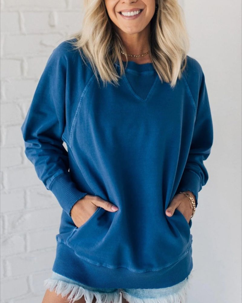 ModeGeist | Gestreifter Akzent Pullover mit Taschen