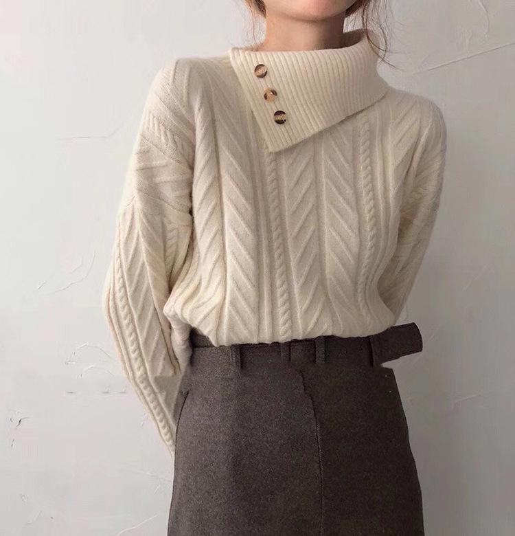 ModeGeist | Strickpullover mit Asymmetrischem Kragen Weich und Elegant Zeitloses Design