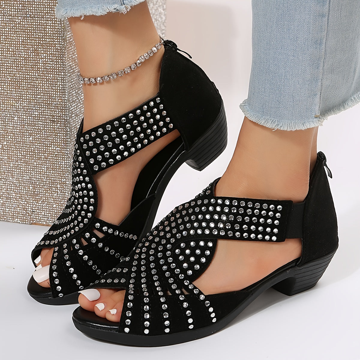 MODEGEIST Damen Sandalen verstellbar Schnallenverschluss gepolstert