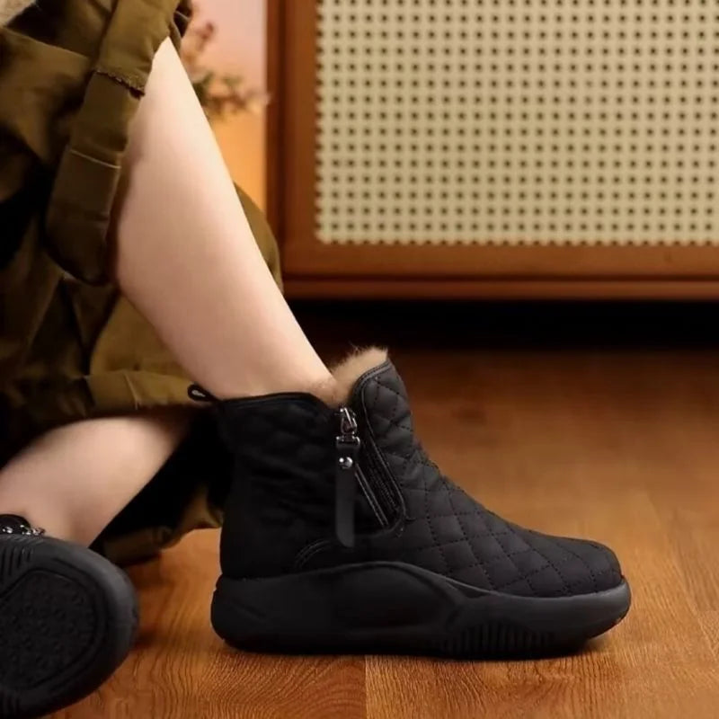 Wadenhohe Damen-Winterstiefel mit Steppung