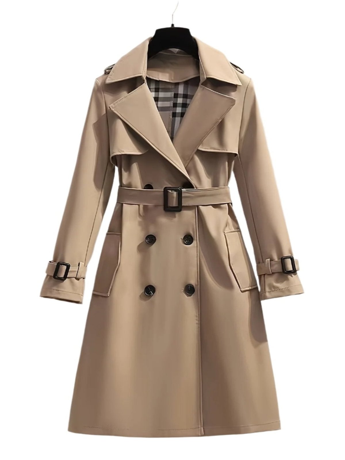 ModeGeist | doppelte Reihe Trenchcoat für Damen - mit Gürtel in der Taille