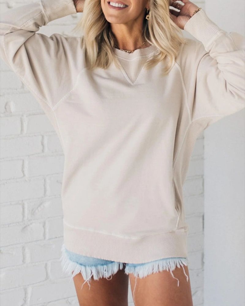ModeGeist | Gestreifter Akzent Pullover mit Taschen