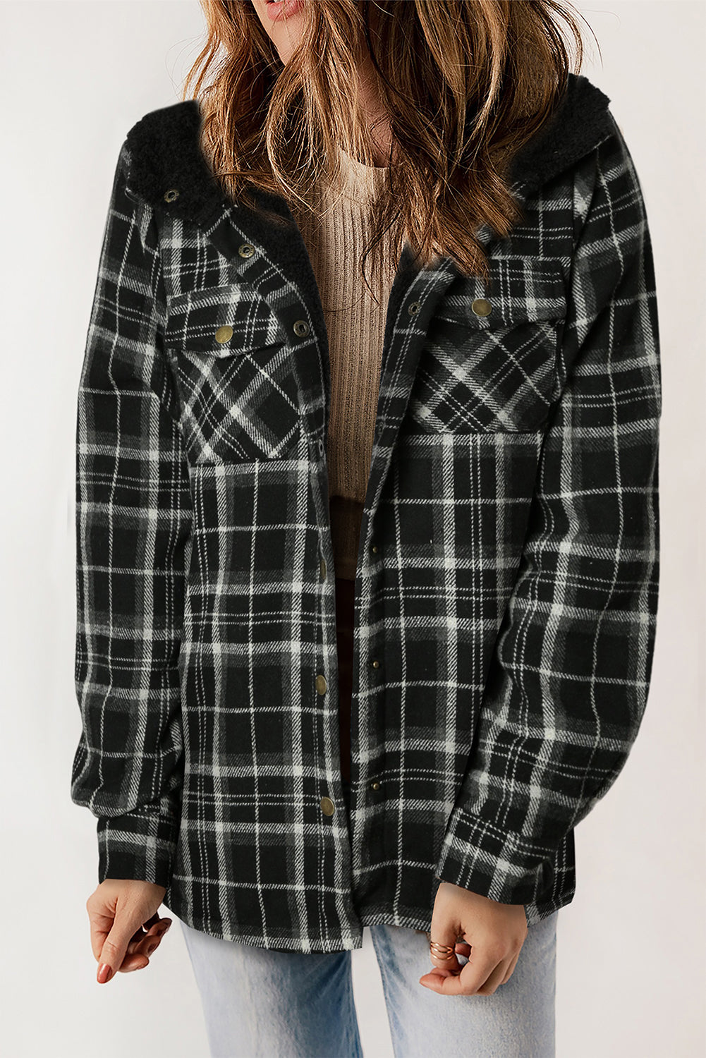 ModeGeist | Gitterjacke mit Plüschfutter Warm und Stilvoll Ideal für Den Alltag