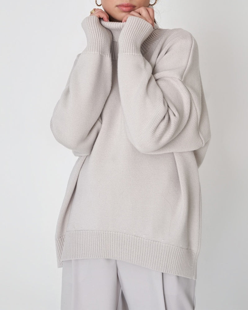 ModeGeist | Eleganter Oversized Damen Rollkragenpullover Aus Baumwolle
