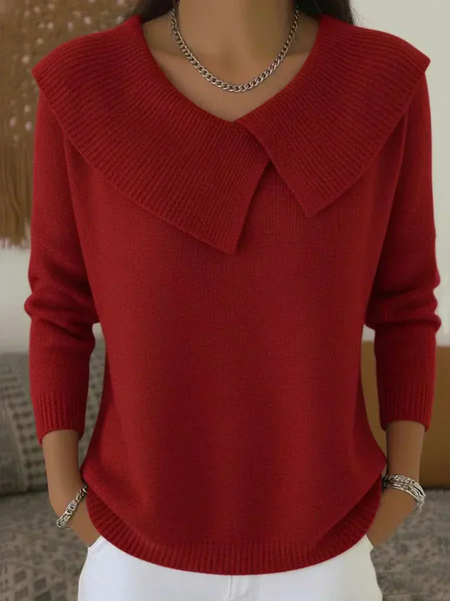MODEGEIST Damen Pullover Gerippter Kragen Weiche Textur Vielseitig