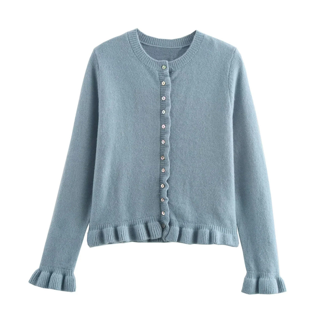 ModeGeist | Damen-Cardigan mit Knöpfen, schickes Lagen-Oberteil