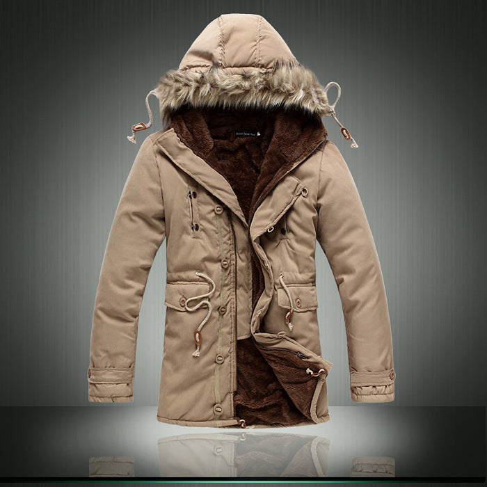Herren gefütterte Parkajacke mit abnehmbarem Fellkragen ModeGeist