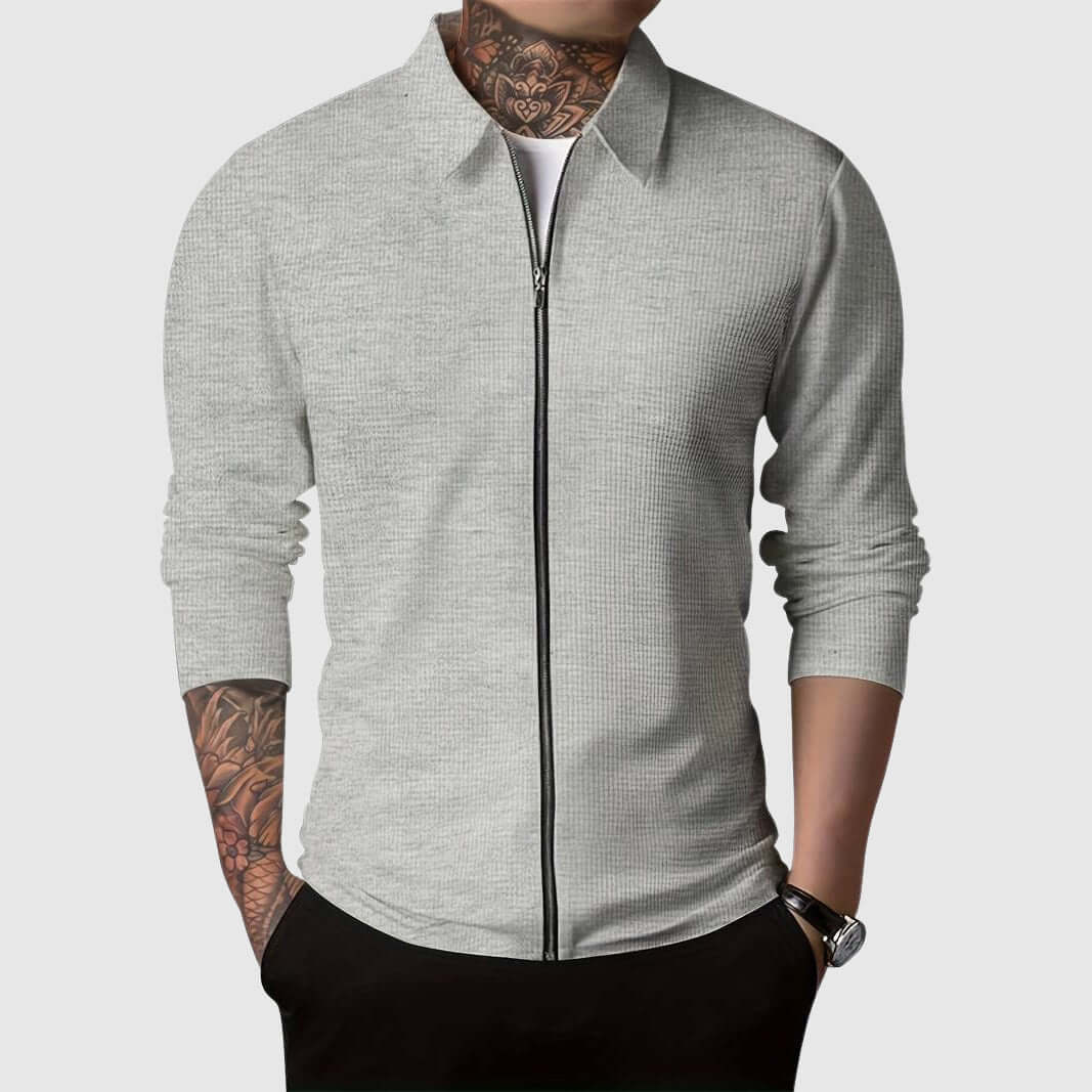 ModeGeist | Herren Waffelstrick Zip-Up Jacke