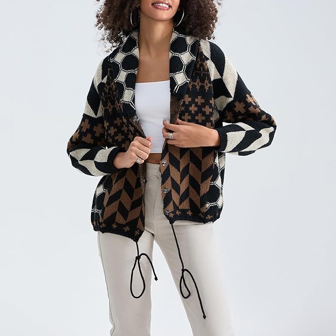 ModeGeist | Weiche Jacke mit Modernen Geometrischen Mustern