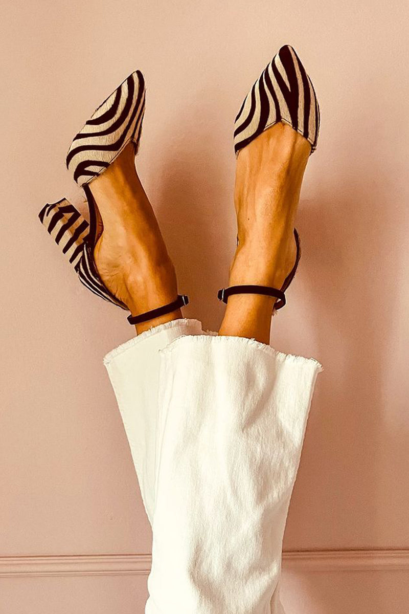 MODEGEIST Damen Sandalen Zebramuster Verstellbare Riemen Absatz