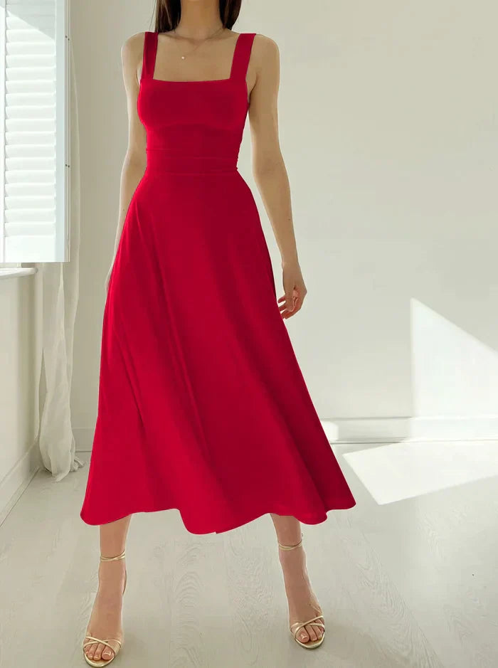 Quadratischer Ausschnitt Sommerkleid - Jela
