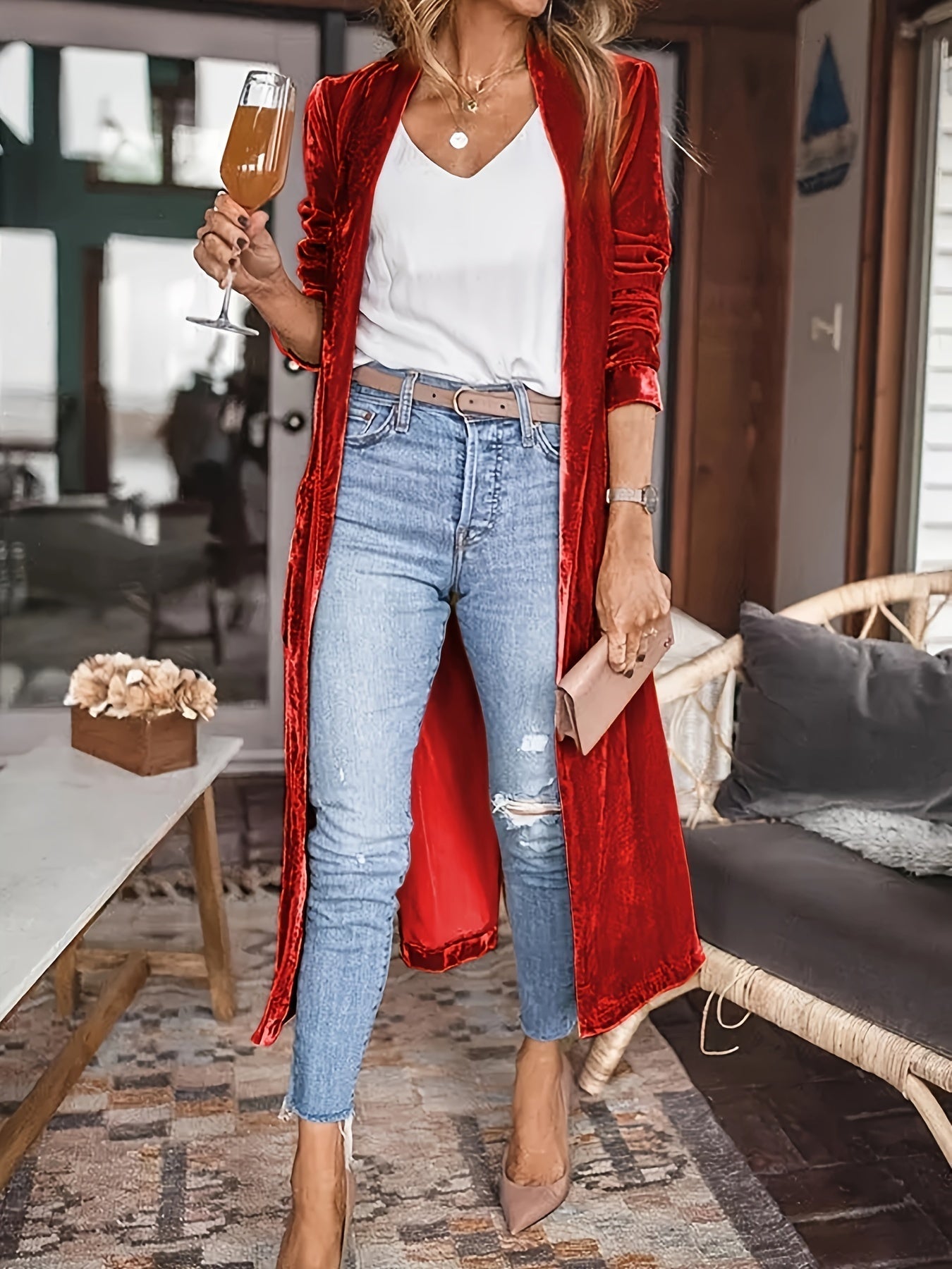 ModeGeist | My Way Samt Strickjacke Mantel