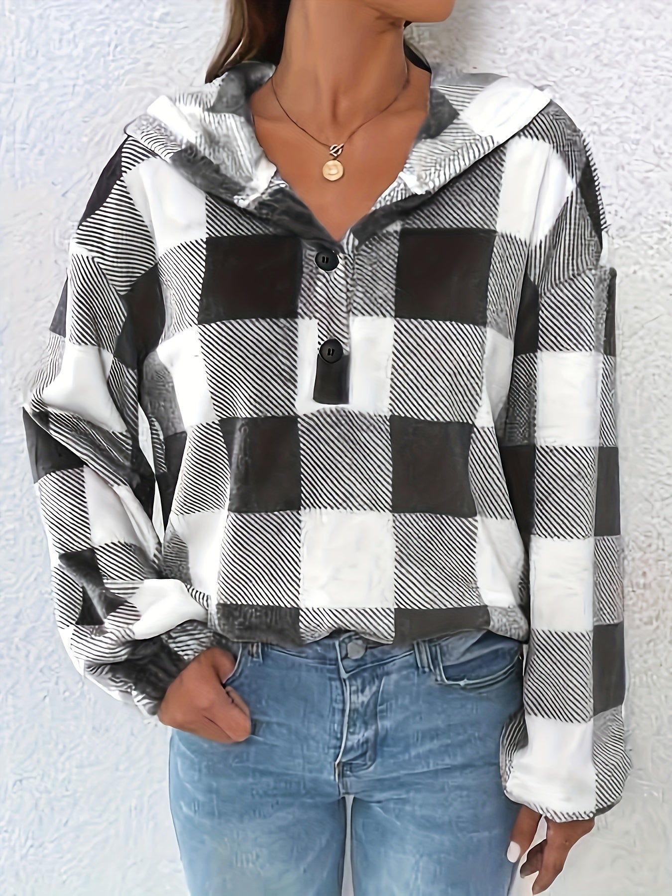 ModeGeist | Flannel Karierter Hoodie Baumwolle und Polyester Trendig und Komfortabel