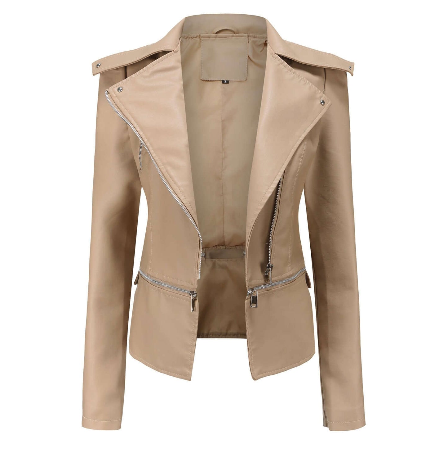ModeGeist | Damen Slim Fit PU-Leder Motorradjacke