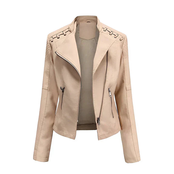 ModeGeist | Pudriges Lederjacke mit Reißverschluss
