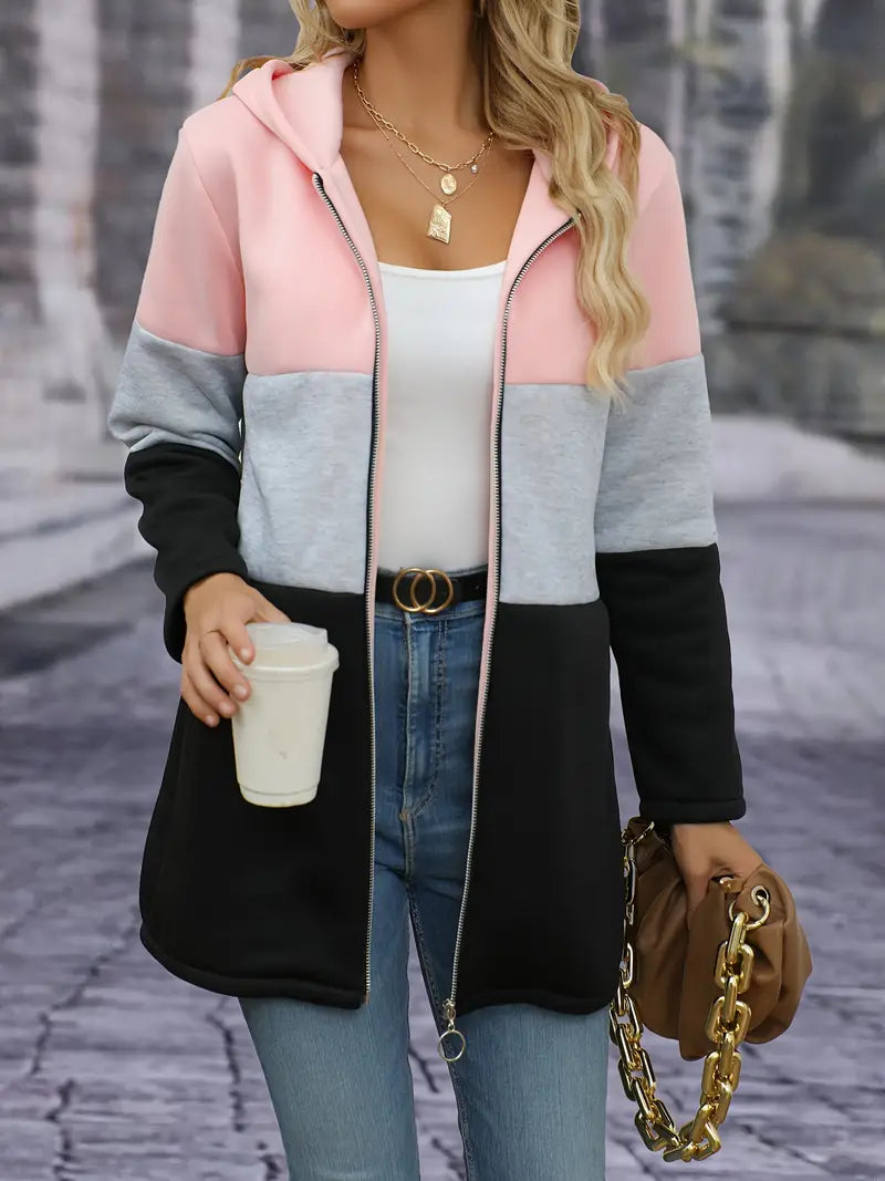 ModeGeist | Eleganter Color Block Kapuzenpullover für Frauen